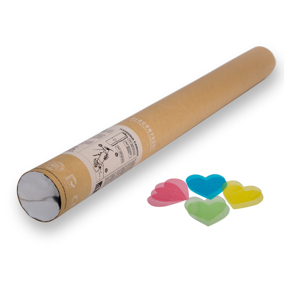 Carton 25 - BioConfetti Handheld Cannon 60CM - Multicolour Hearts